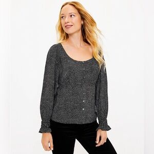 LOFT Petites Dotted Square Neck Blouse